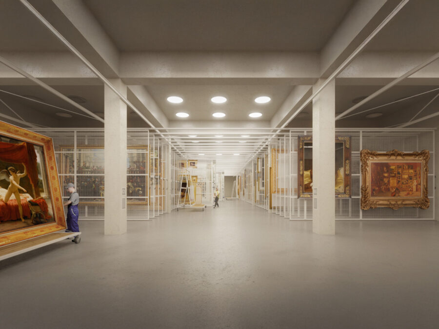 Thermal mass, earth sheltering and geothermal energy form the basis of a low-energy strategy tailored to art conservation.